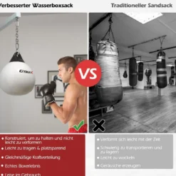 Ø45 cm Wasserboxsack 50 kg Boxing Punching Bag mit Verstellbarer Metallkette Weiß