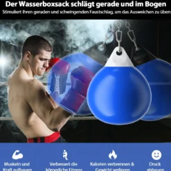 Ø45 cm Wasserboxsack 50 kg Boxing Punching Bag mit Verstellbarer Metallkette Blau