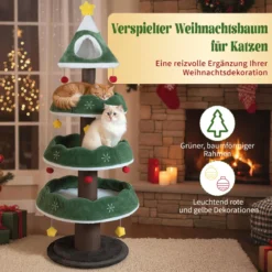179 cm Weihnachten Kratzbaum mit 3 Plattformen & 11 Bällen Katzenbaum Katzenmöbel