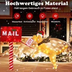 108 cm Weihnachtsbriefkasten & Hund vorbeleuchtete festliche Dekoration mit 120 warmweißen LED-Leuchten Rot