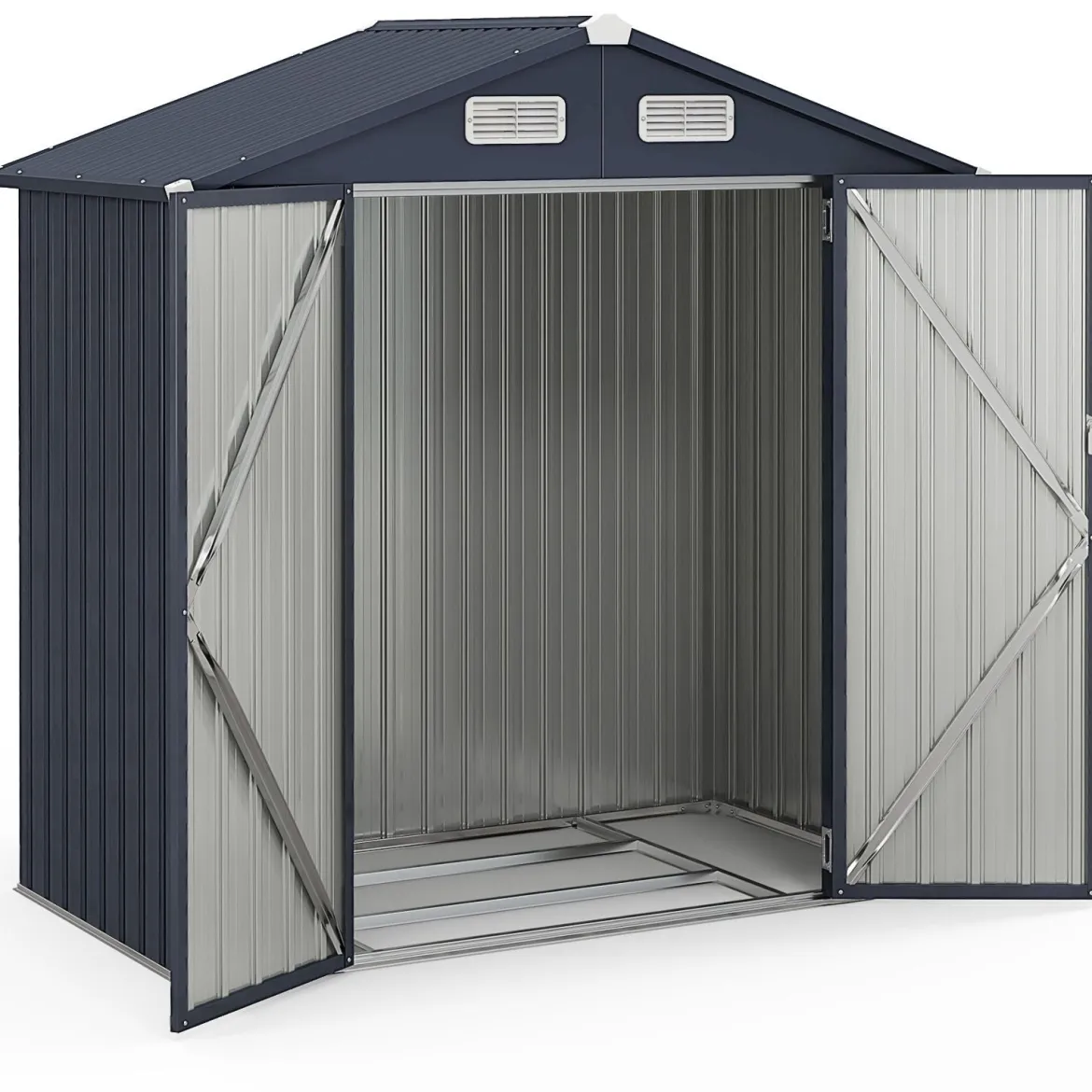 193 cm x 108 cm x 196 cm Außengeräteschuppen verzinktes Metallgerätehaus mit 4 Lüftungen Dunkelgrau
