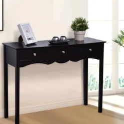 Computerschreibtisch Moderner Einfacher Konsolentisch mit 3 Schubladen 100x 32 x 75 cm Schwarz