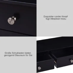 Computerschreibtisch Moderner Einfacher Konsolentisch mit 3 Schubladen 100x 32 x 75 cm Schwarz