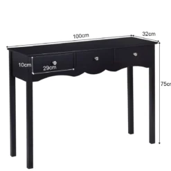 Computerschreibtisch Moderner Einfacher Konsolentisch mit 3 Schubladen 100x 32 x 75 cm Schwarz