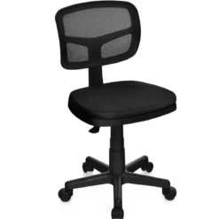 Computerstuhl höhenverstellbar Low-Back-Bürostuhl moderner Lederstuhl 50 x 50 x 79-91 cm Schwarz
