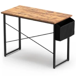 Computertisch mit Aufbewahrungsbeutel Schreibtisch aus Holz 102 X 51 X 76 cm (Rustikales Braun, M)