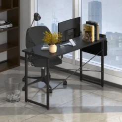 Computertisch mit Aufbewahrungsbeutel Schreibtisch aus Holz 119 X 51 X 76 cm (Schwarz, L)