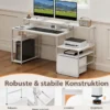 Computertisch mit Ladestation & Erhöhtem Monitorhalter Mehrstöckiger Schreibtisch 166 x 60 x 88 cm Weiß
