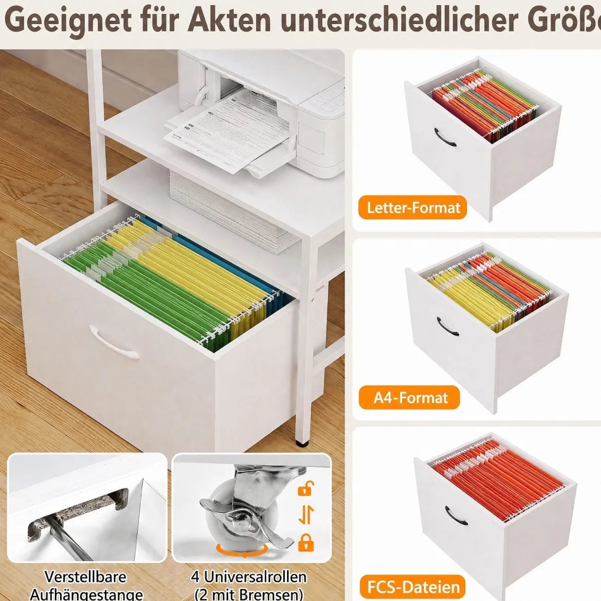 Computertisch mit Ladestation & Erhöhtem Monitorhalter Mehrstöckiger Schreibtisch 166 x 60 x 88 cm Weiß