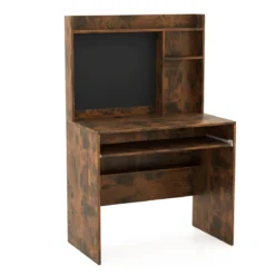 Computertisch mit magnetischer Pinnwand Home-Office-Schreibtisch mit Aufsatz und Tastaturablage Braun