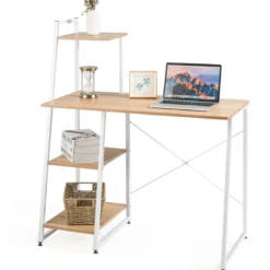 Computertisch mit 4 Regal Schreibtisch Holz Metall PC Tisch Bürotisch Arbeitstisch Officetisch fürs Büro