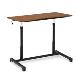 Computertisch mit 4 Rollen Höhenverstellbarer Schreibtisch 95 x 52 x 70 - 107 cm Braun