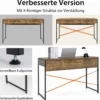 Computertisch mit 2 Schubladen Schreibtisch mit Stahlrahmen 112 x 48 x 76 cm Braun