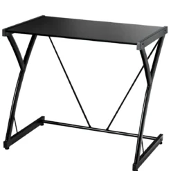 Computertisch Schreibtisch mit gehärteter Glasplatte Z-förmige Struktur 80 x 50 x 70,5 cm Schwarz
