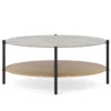 Couchtisch Beistelltisch Marmor Optik mit Metallrahmen Wohnzimmertisch mit 2 Ablage 105 x 65 x 43 cm