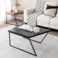 2 Couchtischen Moderner Beistelltisch 120 x 60 x 46 cm Schwarz + Braun