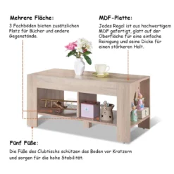 Couchtisch Kaffeetisch Beistelltisch mit 5 Füßen 90 x 39 x 42 cm MDF