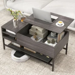 Couchtisch mit Anhebbarer Platte & Verstecktem Staufach Wohnzimmertisch Sofatisch