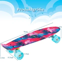 Cruiser-Skateboard 56 cm Langes Mini-Skateboard mit PU-Rädern Rosa