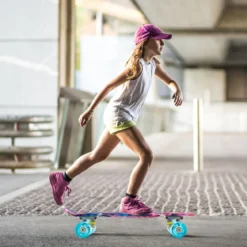 Cruiser-Skateboard 56 cm Langes Mini-Skateboard mit PU-Rädern Rosa