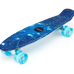 Cruiser-Skateboard 56 cm Langes Mini-Skateboard mit PU-Rädern Blau