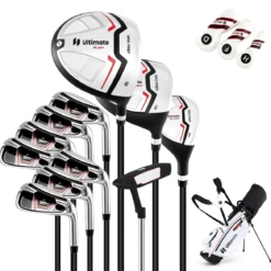 Damen Komplett Golfschläger Set 15 Teilges Golf Set Rechtshänder mitGolftasche & Regenhaube Rot