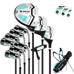 Damen Komplett Golfschläger Set 15 Teilges Golf Set Rechtshänder mitGolftasche & Regenhaube Grün