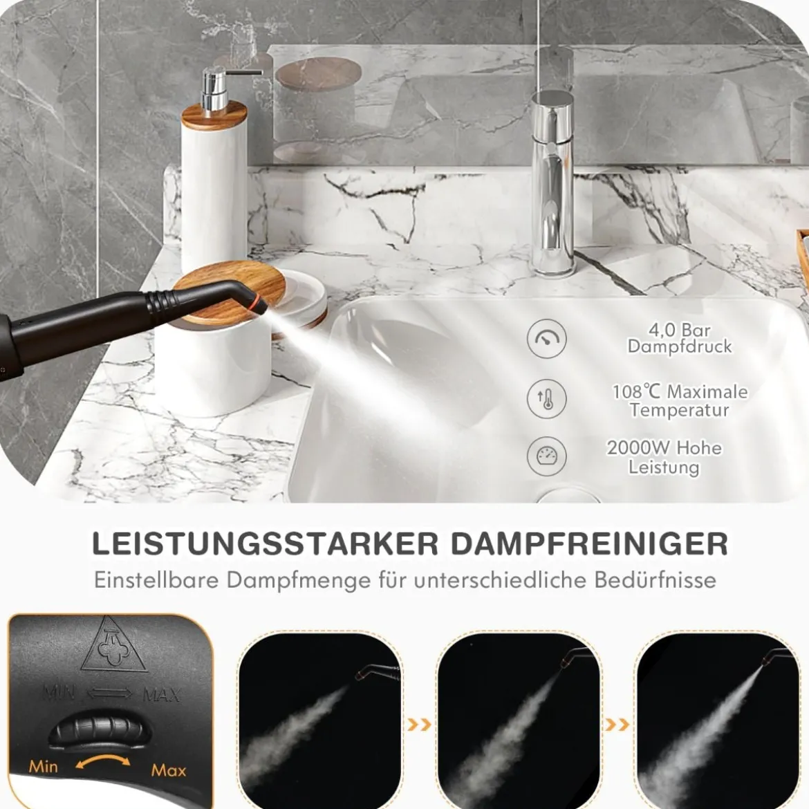 Dampfreiniger Dampfbesen 2000W Bodendampfreiniger mit 18 Zubehörteilen