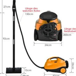 Dampfreiniger Dampfbesen 2000W Bodendampfreiniger mit 18 Zubehörteilen