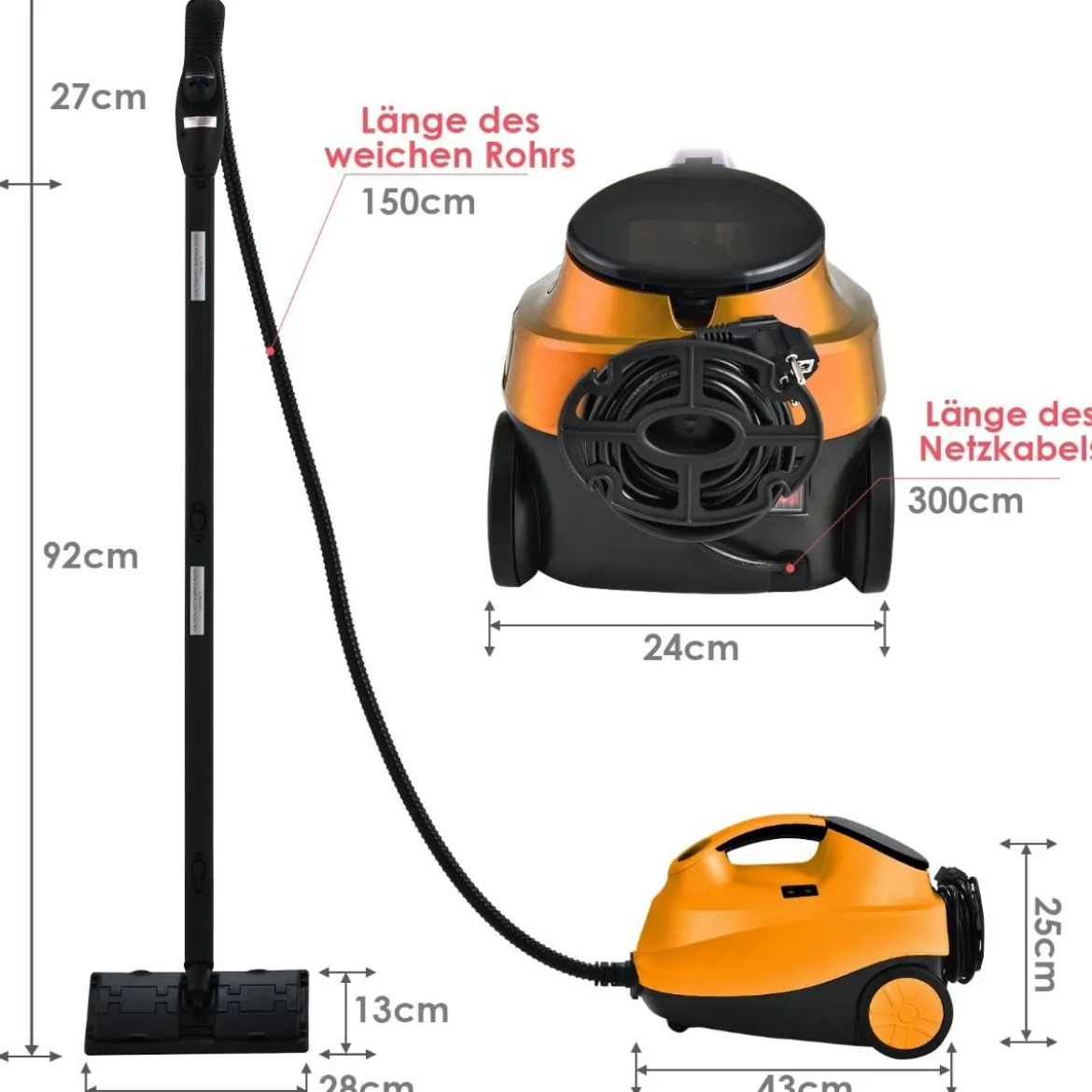 Dampfreiniger Dampfbesen 2000W Bodendampfreiniger mit 18 Zubehörteilen