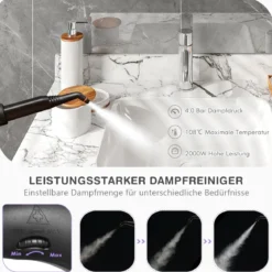Dampfreiniger Dampfbesen 2000W Bodendampfreiniger mit 18 Zubehörteilen