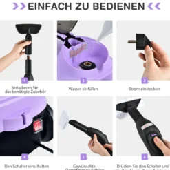 Dampfreiniger Dampfbesen 2000W Bodendampfreiniger mit 18 Zubehörteilen