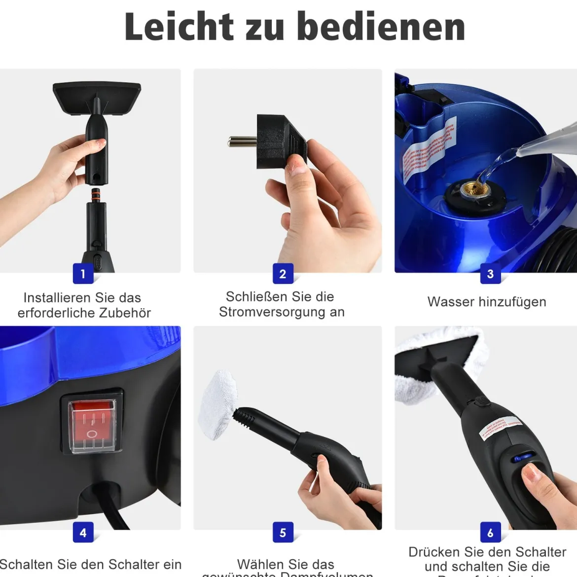 Dampfreiniger Dampfbesen 2000W Bodendampfreiniger mit 18 Zubehörteilen