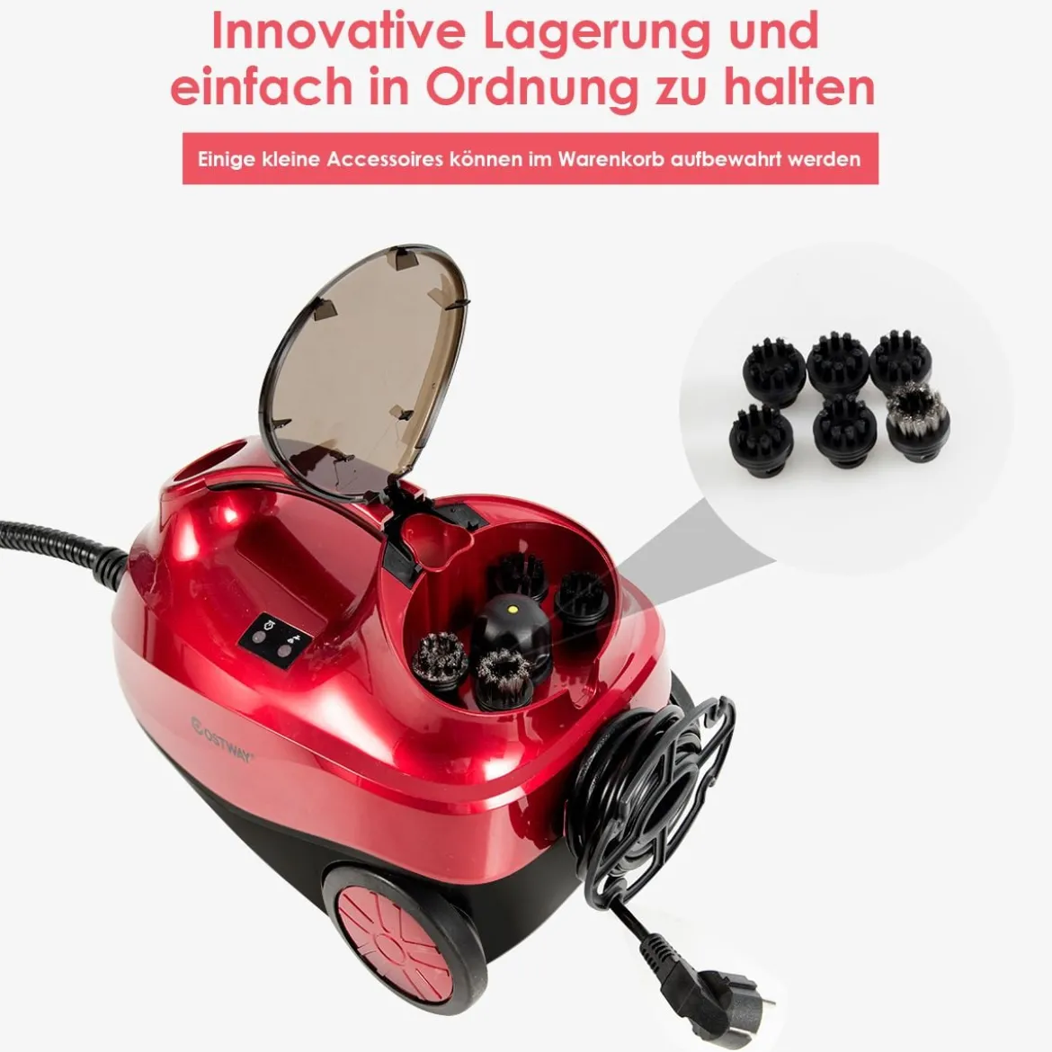 Dampfreiniger Dampfbesen 2000W Bodendampfreiniger mit 18 Zubehörteilen