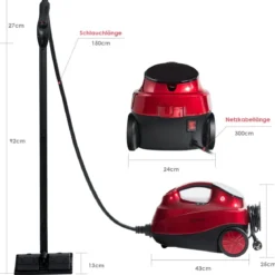 Dampfreiniger Dampfbesen 2000W Bodendampfreiniger mit 18 Zubehörteilen