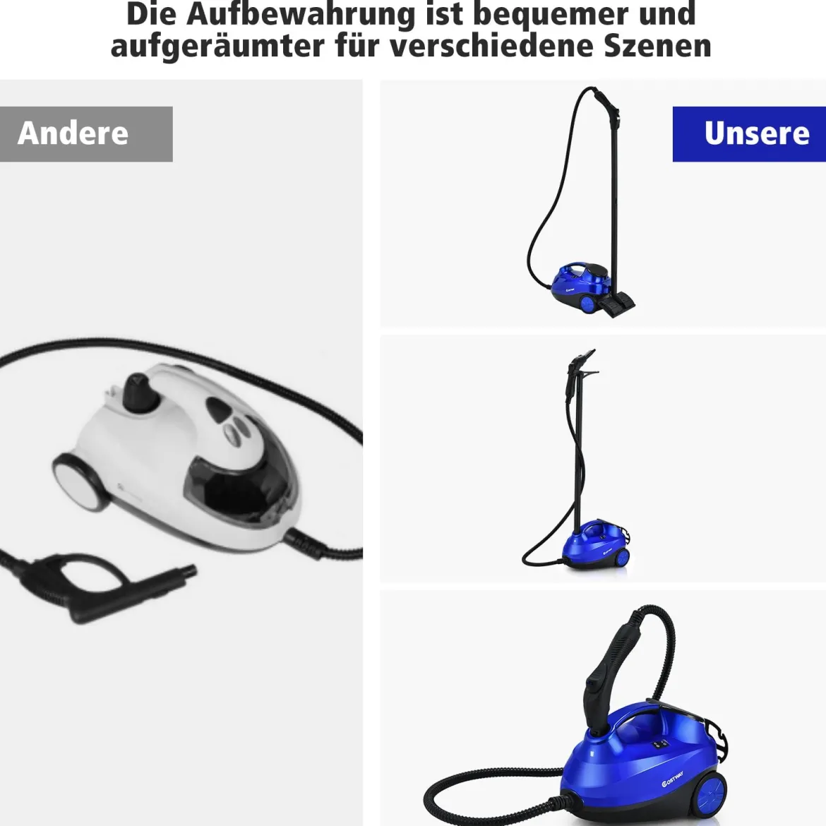 Dampfreiniger Dampfbesen 2000W Bodendampfreiniger mit 18 Zubehörteilen