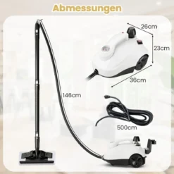 Dampfreiniger 2000W Dampfdruck: 5 bar Tank: 1,8L Temperatur: bis zu 160℃ Gelb/Weiß