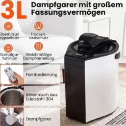 Dampfsauna Tragbar Heimsauna mit 9 Temperaturstufen Saunazelt mit Fernbedienung & Timer Schwarz