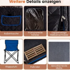 Dampfsauna Tragbar Heimsauna mit 9 Temperaturstufen Saunazelt mit Fernbedienung & Timer Schwarz