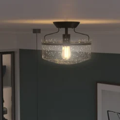 Deckenleuchte Glas Deckenlampe modern Lampe Vintage mit halboffenen Glasschirmen Schwarz