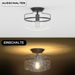 Deckenleuchte Glas Deckenlampe modern Lampe Vintage mit halboffenen Glasschirmen Schwarz