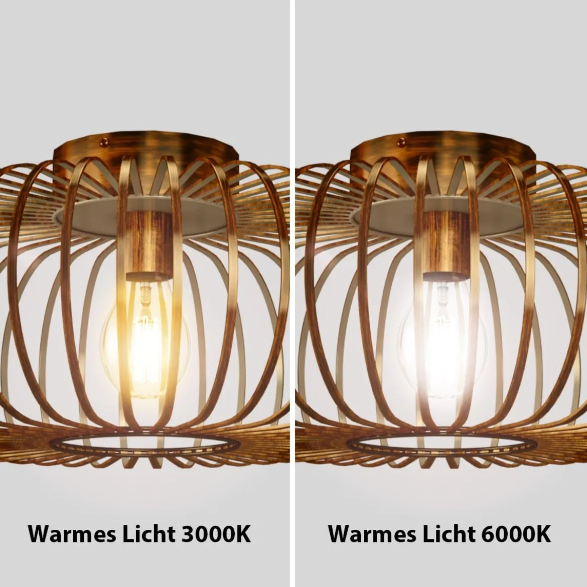 Deckenleuchte im antiken Messingdesign Deckenlampe Retro Lampe Vintage Metall Kupferfarben