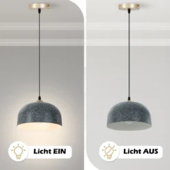 Deckenleuchte mit Verstellbarem Hängekabel & E27 Sockel Pendelleuchte Hängelampe Grau
