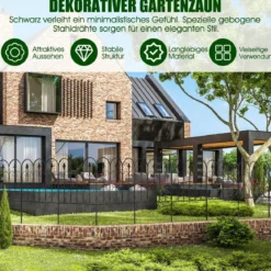 Dekorativer Gartenzaun Metallzäune mit Gewölbtem Design 63 x 80 cm Schwarz