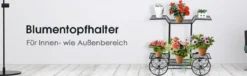 Dekor-Blumenständer Pflanzenständer mit 6 Ablagen Freistehender Blumenwagen für Innen und Außen Metall schwarz 80,5 x 25 x 75