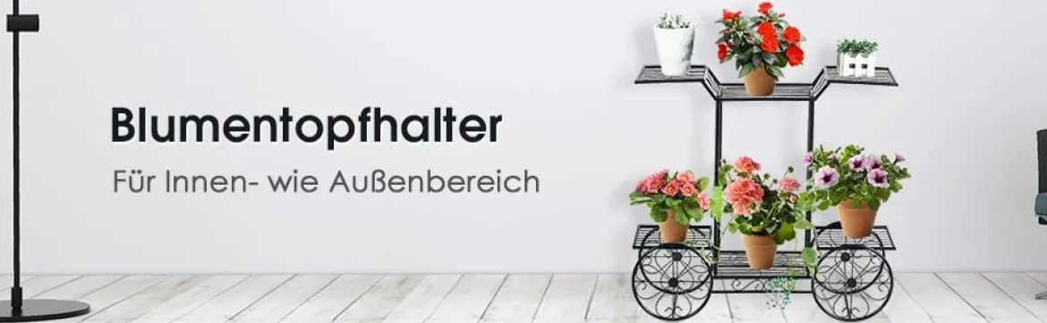 Dekor-Blumenständer Pflanzenständer mit 6 Ablagen Freistehender Blumenwagen für Innen und Außen Metall schwarz 80,5 x 25 x 75