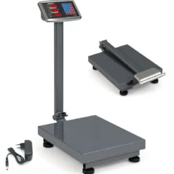 Digitale Plattformwaage 300kg / 50g Paketwaage mit Preisrechner LB/KG multifunktionale Ladenwaage Silber
