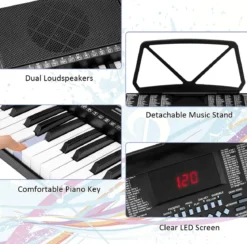 Digitalpiano Elektronisches Keyboard 61 Tastatur Elektroklavier 83 x 27,5 x 9 cm Schwarz