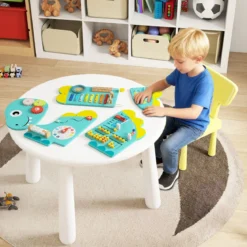 Dinosaurier Aktivitätswand für Kleinkinder 11-in-1 Montessori Holz-Sensorik-Wandspielzeug Grün
