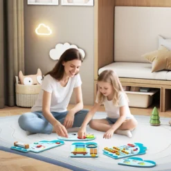Dinosaurier Aktivitätswand für Kleinkinder 11-in-1 Montessori Holz-Sensorik-Wandspielzeug Blau